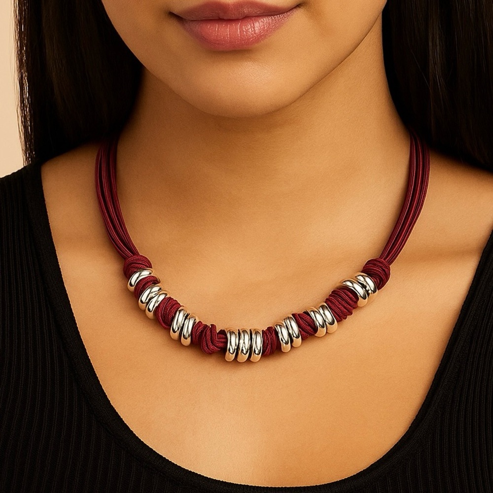 VINTAGE LEATHER KNITTED CHOKER